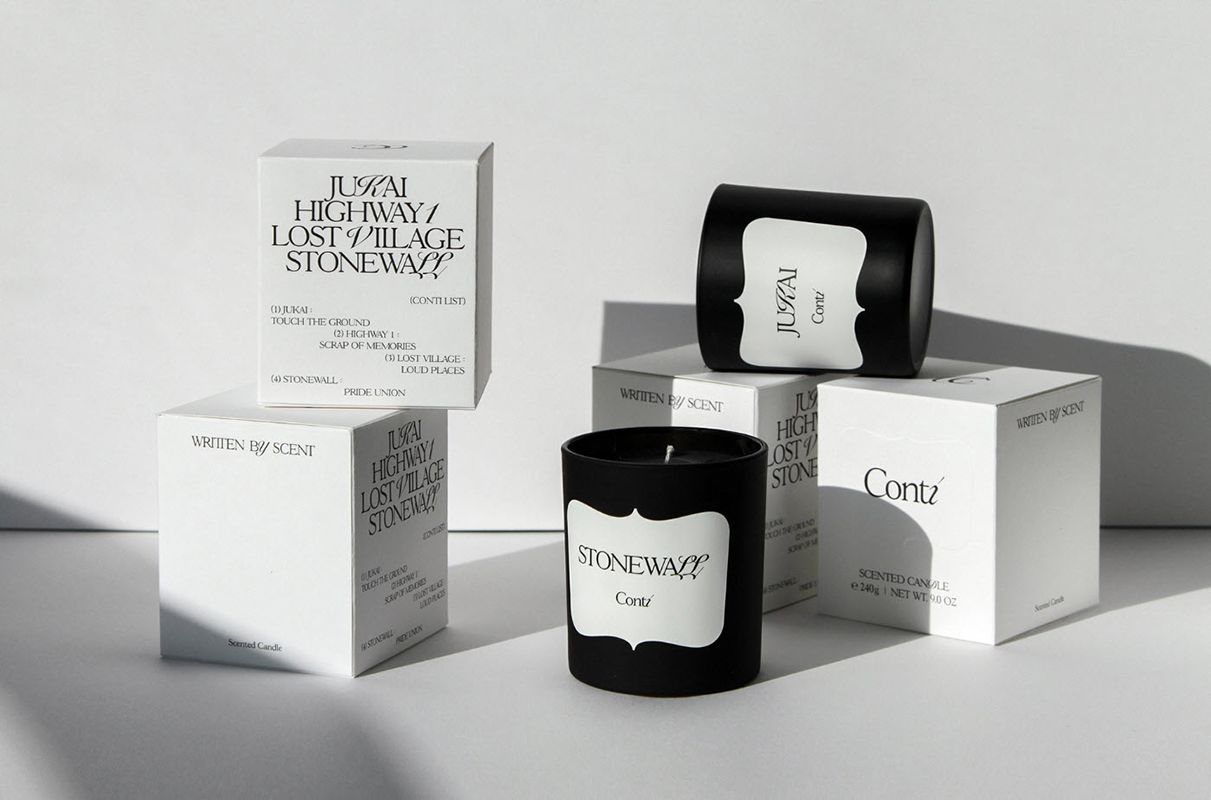 CONTI brand's Candle Packaging design with the brand identity