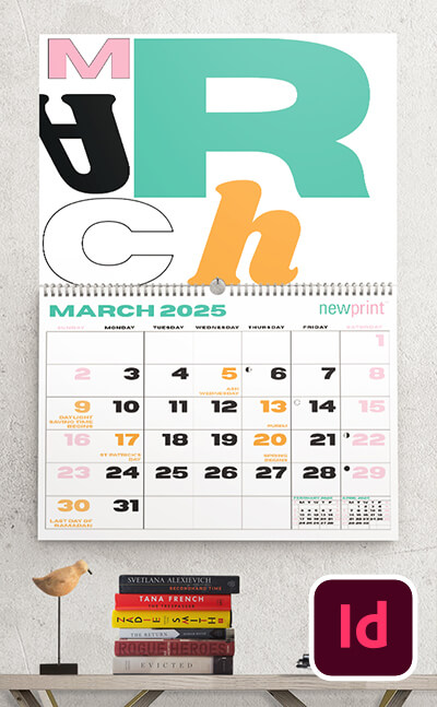 Wall calendar design with contemporary theme