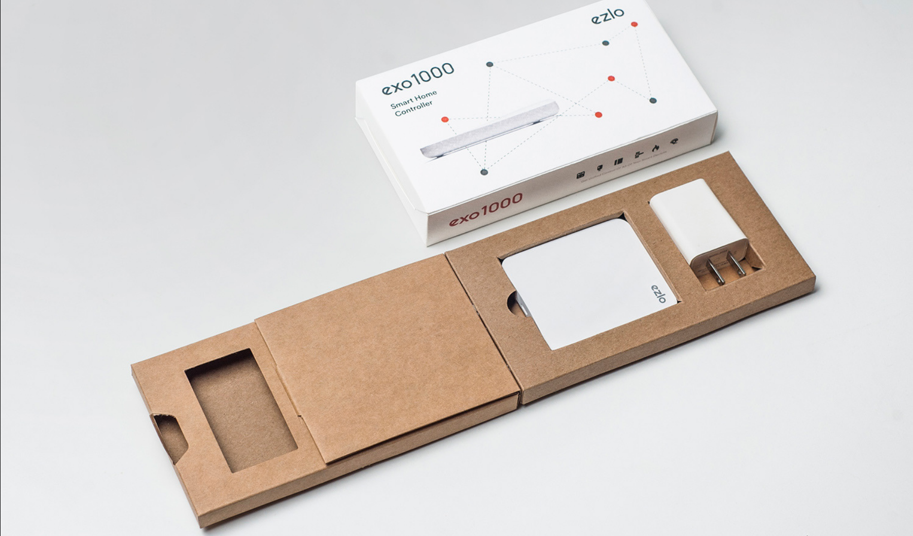 An electronic device inside a kraft paper box showcasing sustainable packaging methods